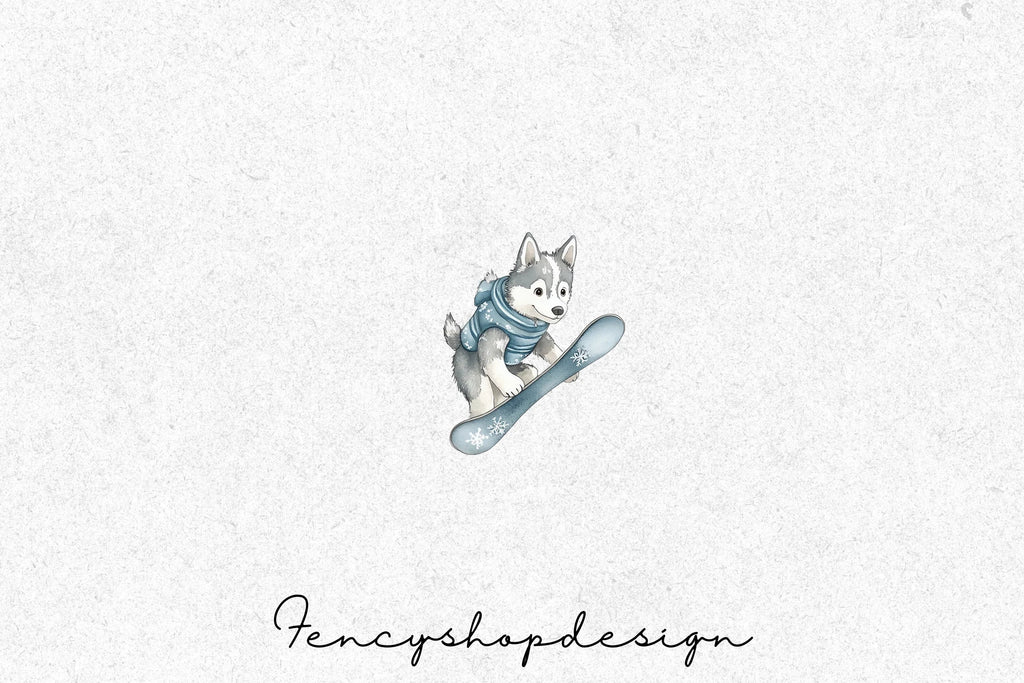 Cute Corgi Dogs Snowboarding Clipart Bundle
