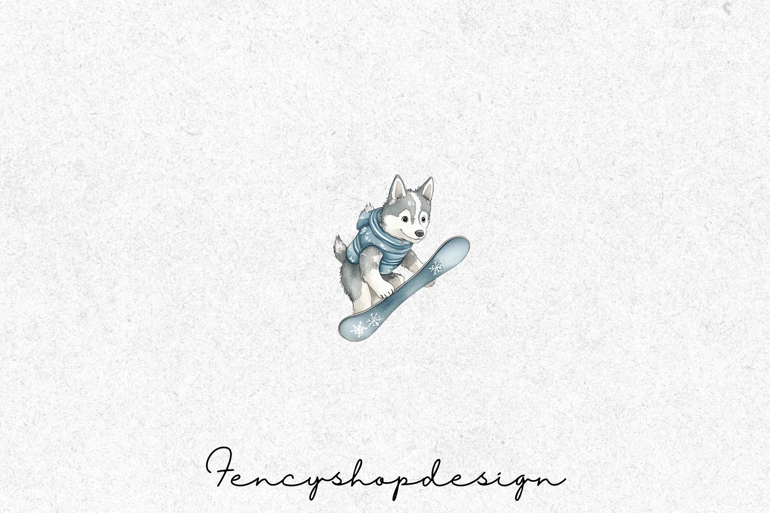 Cute Corgi Dogs Snowboarding Clipart Bundle