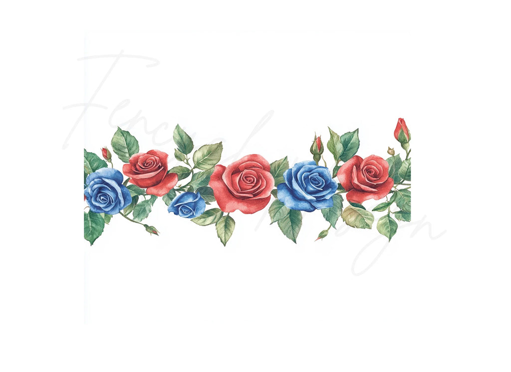 Red and Blue Rose Borders Clipart Bundle