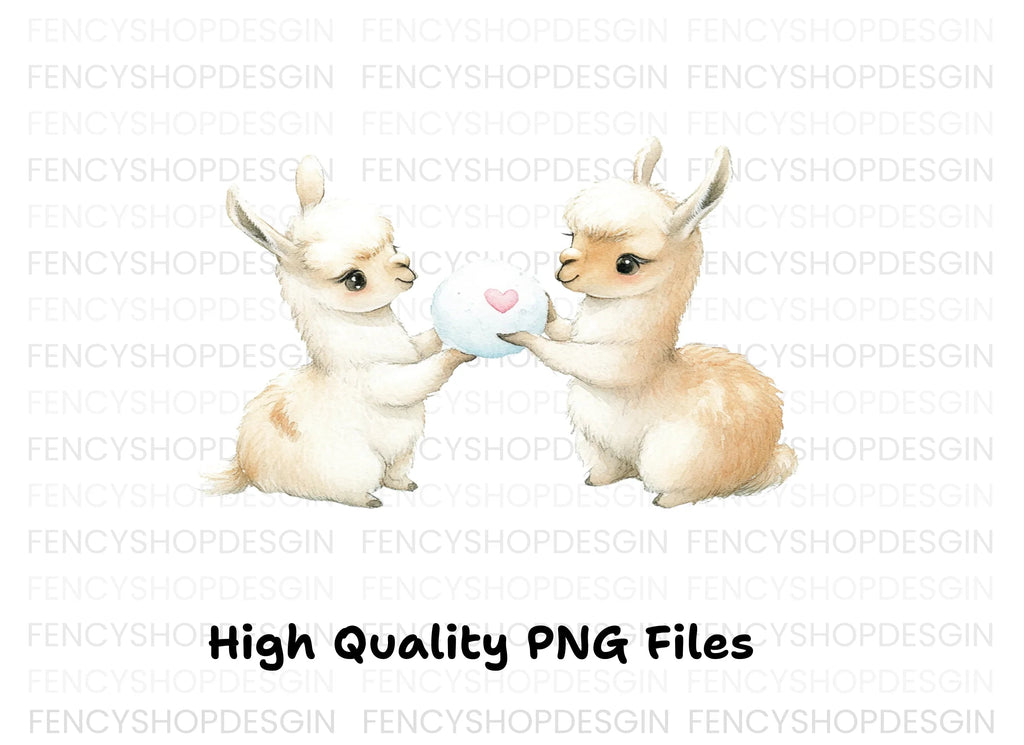 Adorable Llama Snowball Fight Clipart Bundle