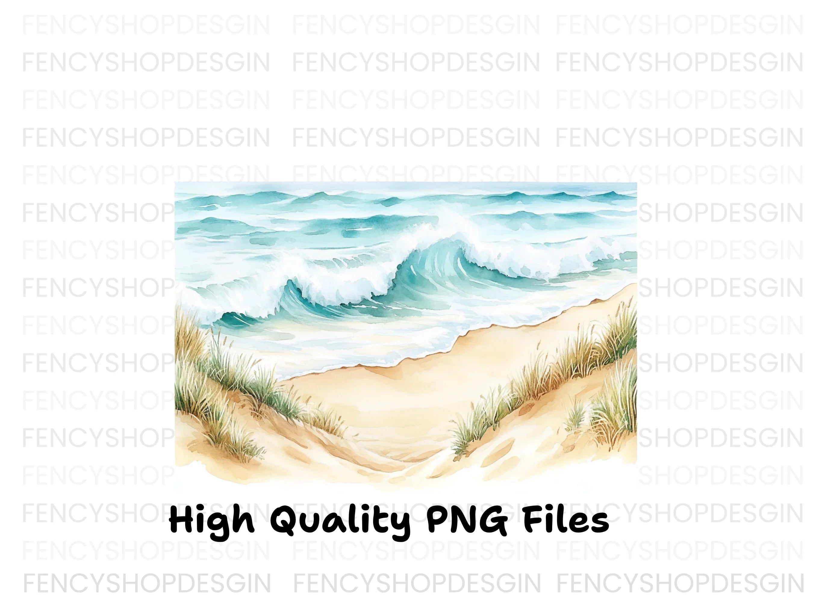 Ocean Beach Waves Clipart Bundle