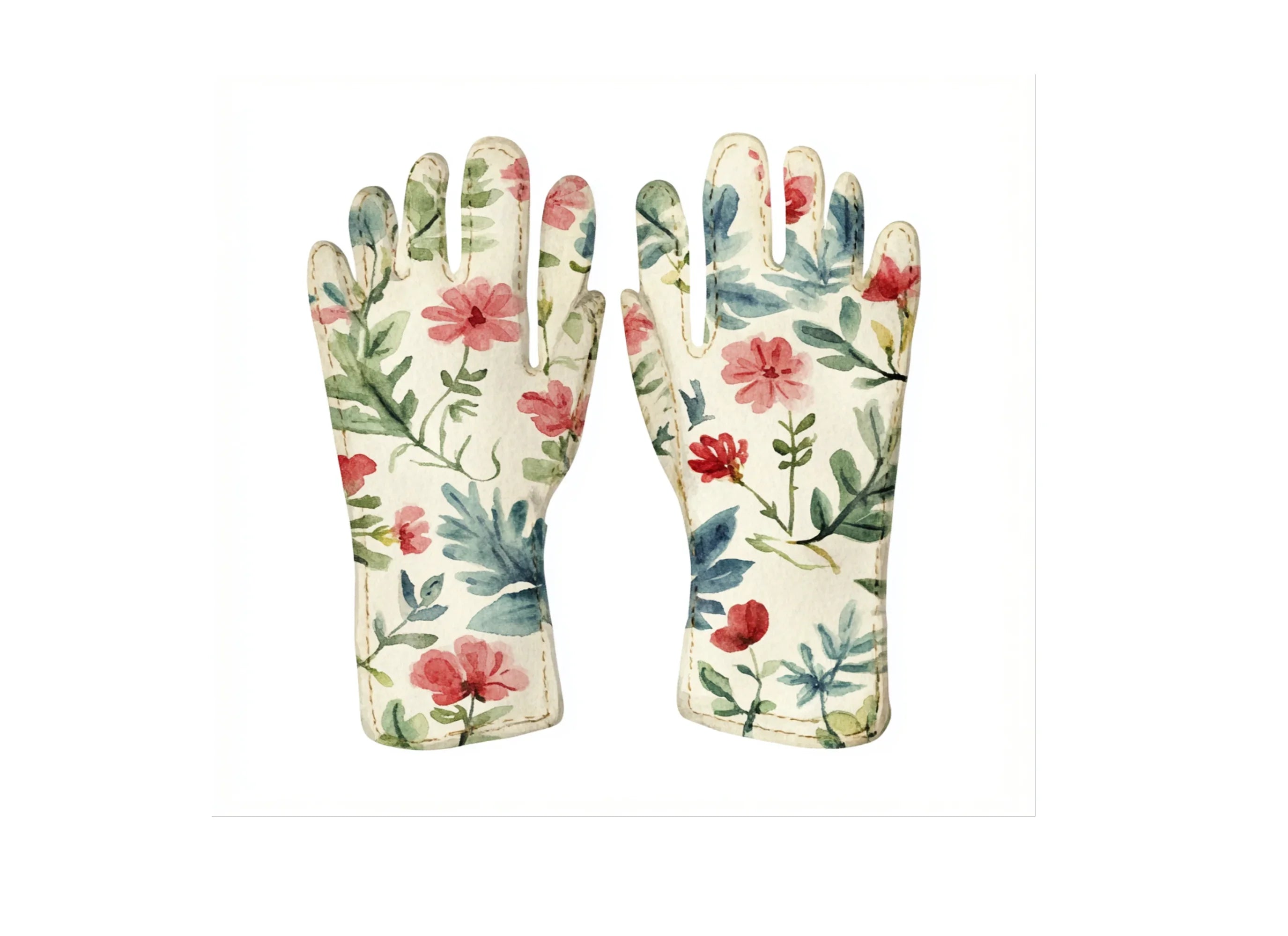 Floral Gardening Gloves Clipart Bundle