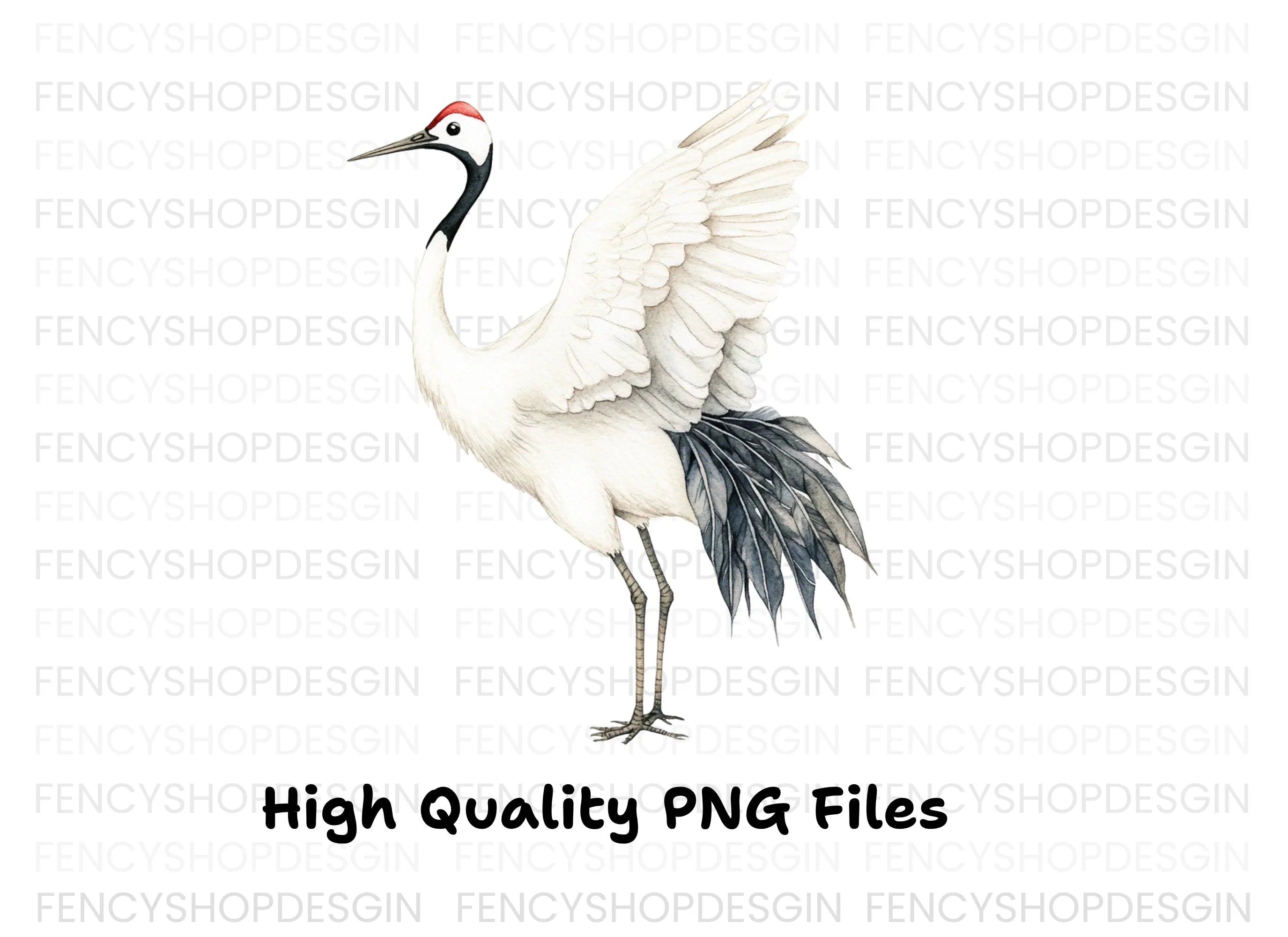 Elegant Japanese Crane Clipart Bundle