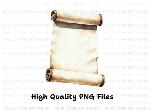 Aged Parchment Scroll Illustration Clipart Bundle