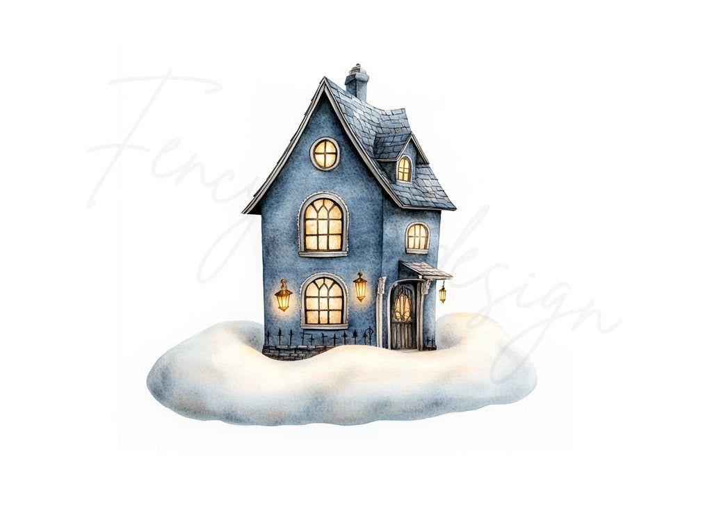 Whimsical Winter House Clipart Bundle