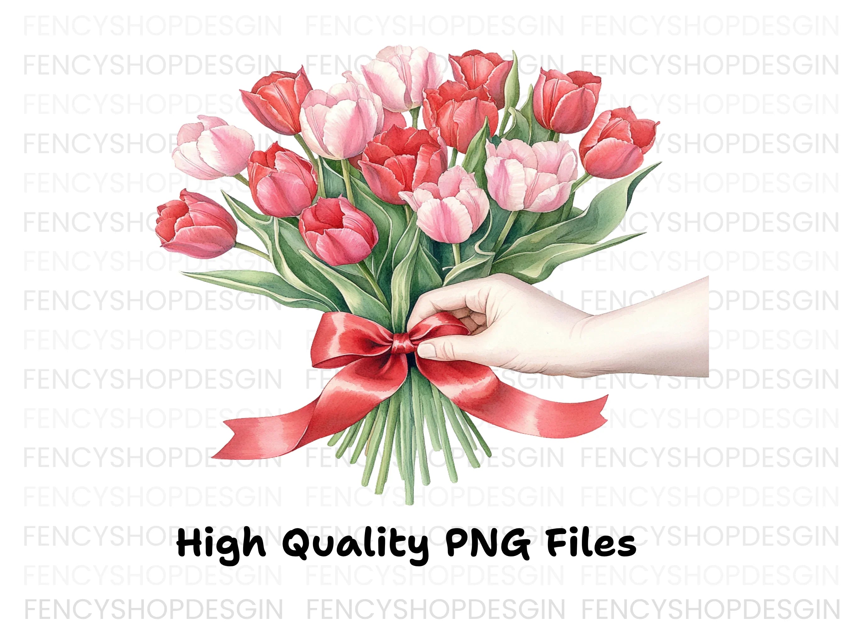 Hand Tying Tulip Bouquet Clipart Bundle