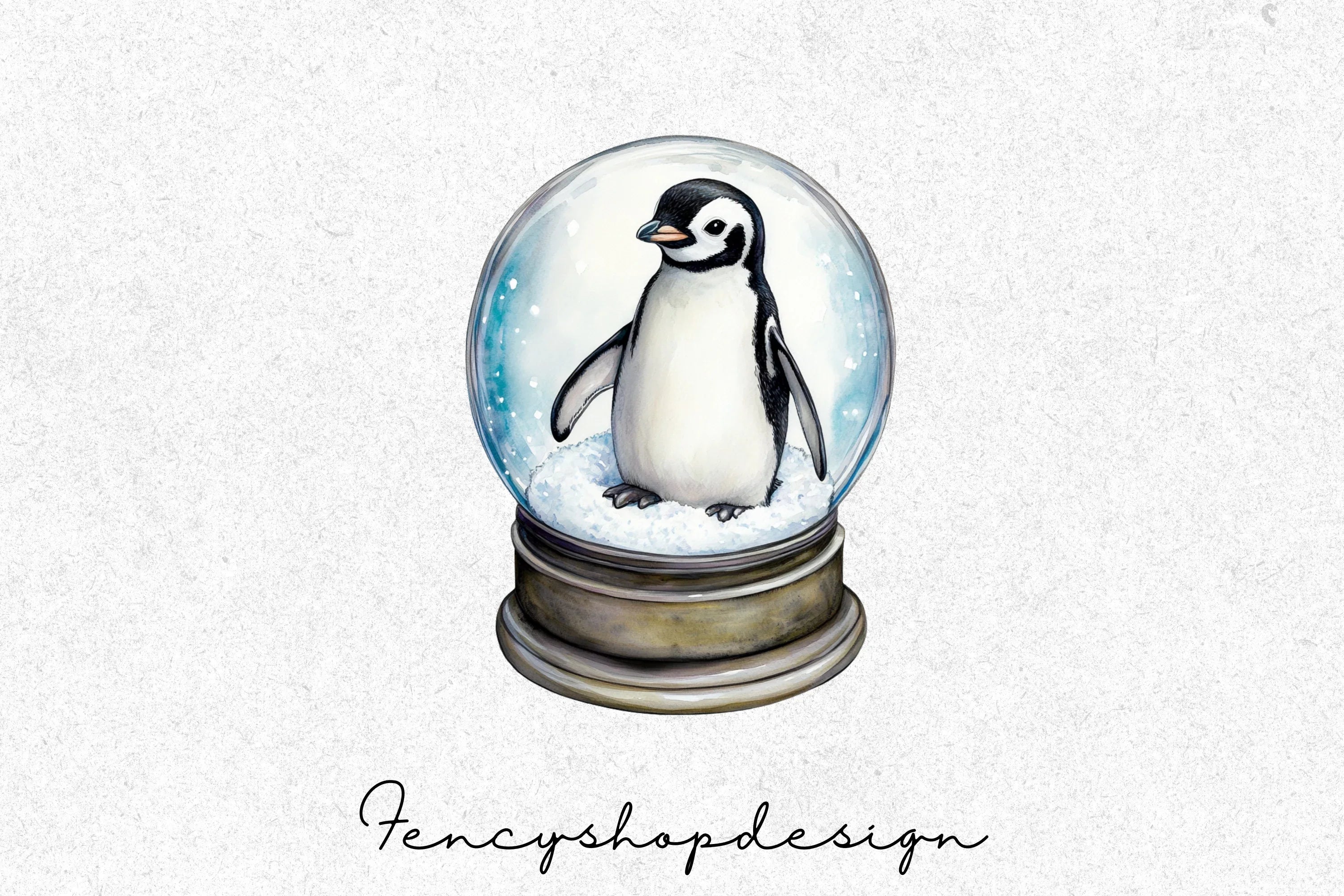 Cute Penguin Snow Globes Clipart Bundle