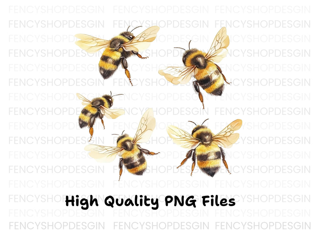 Flying Bumblebee Illustrations Clipart Bundle