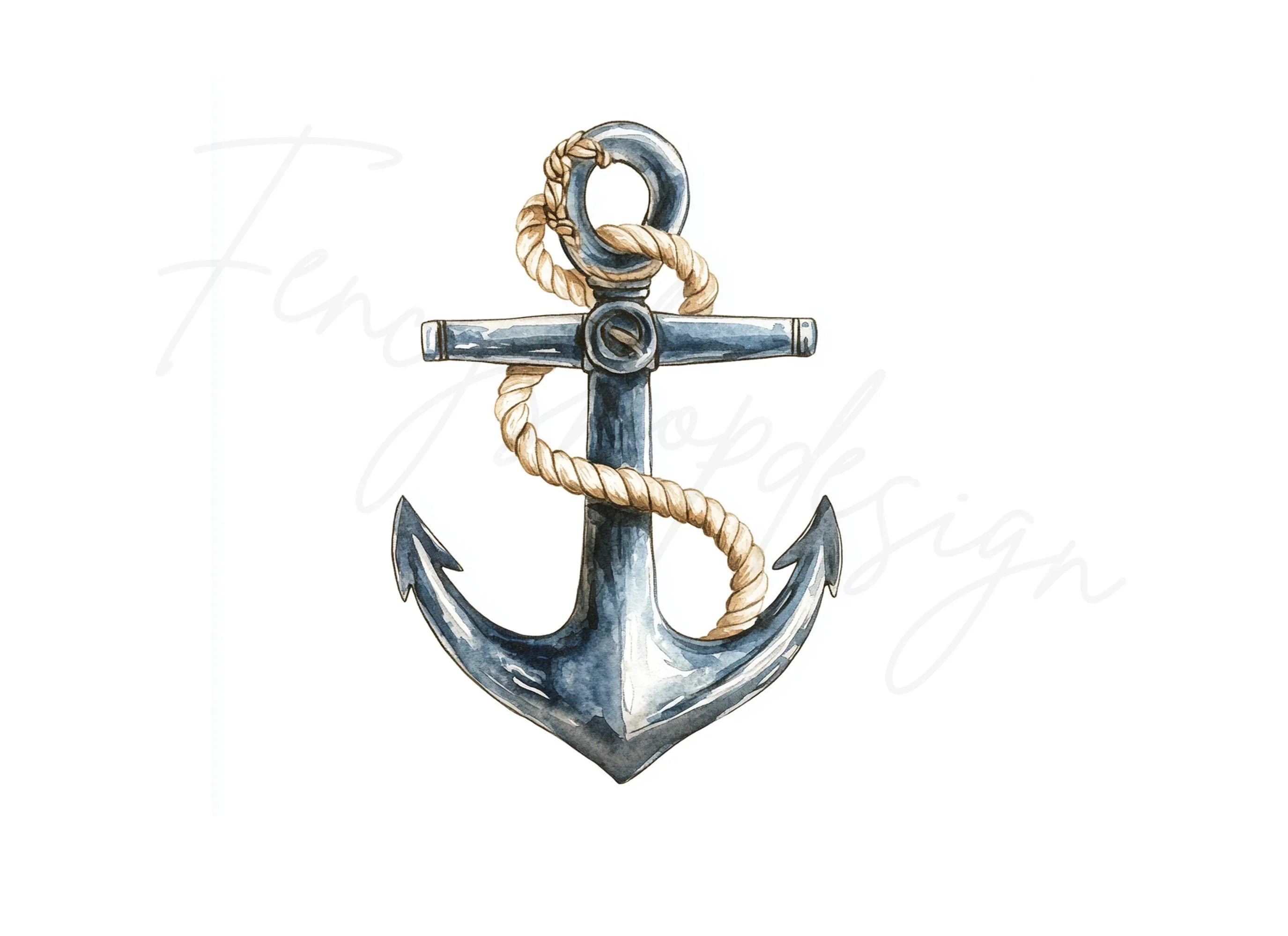 Nautical Anchor with Rope Clipart Bundle