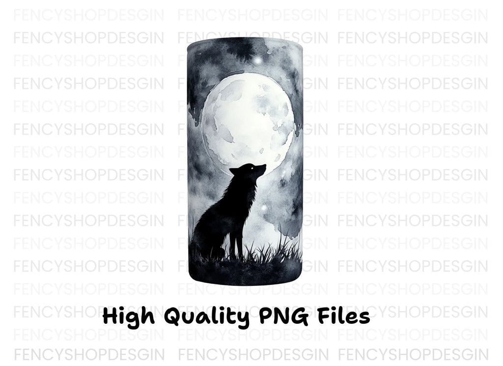 Howling Wolf Moon Night Scene Clipart Bundle