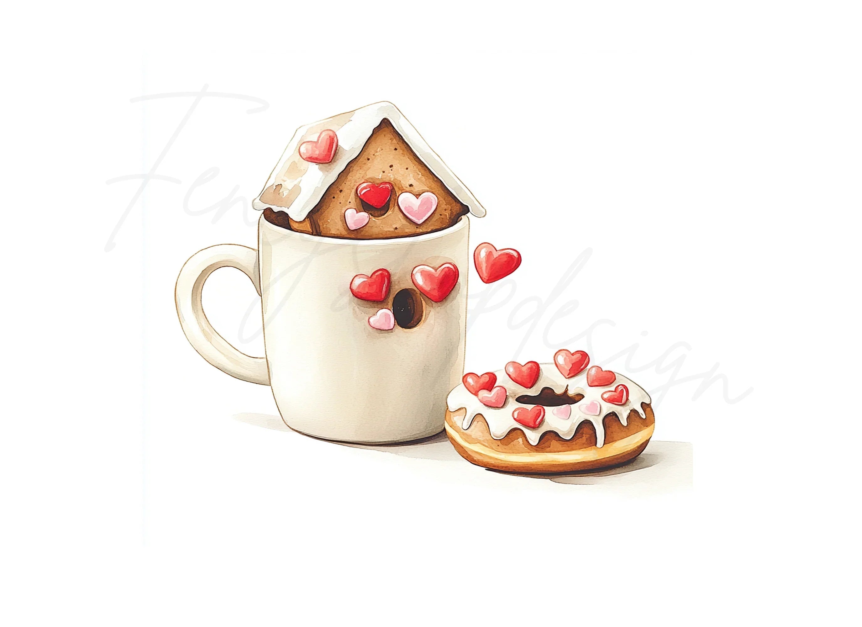 Valentine's Day Gingerbread House Clipart Bundle