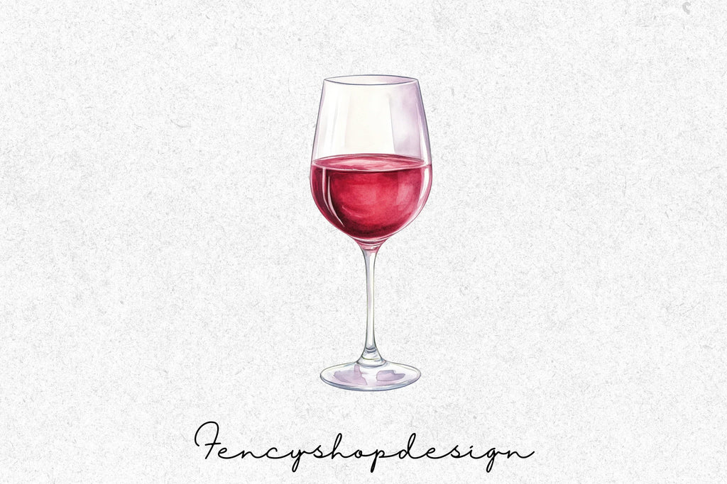 Red Wine Glasses Clipart Bundle