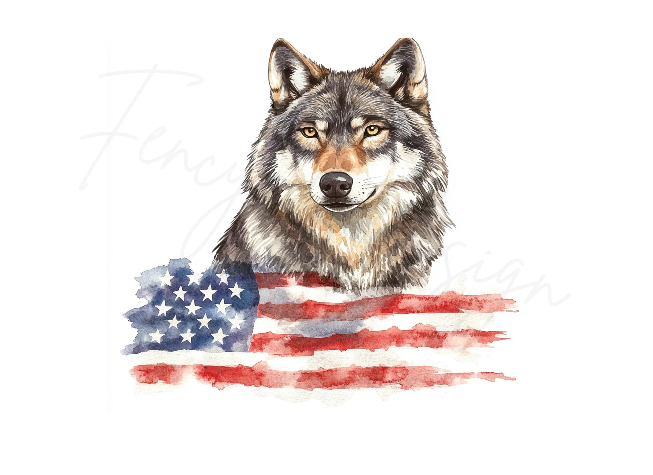 Patriotic Wolf Clipart Bundle