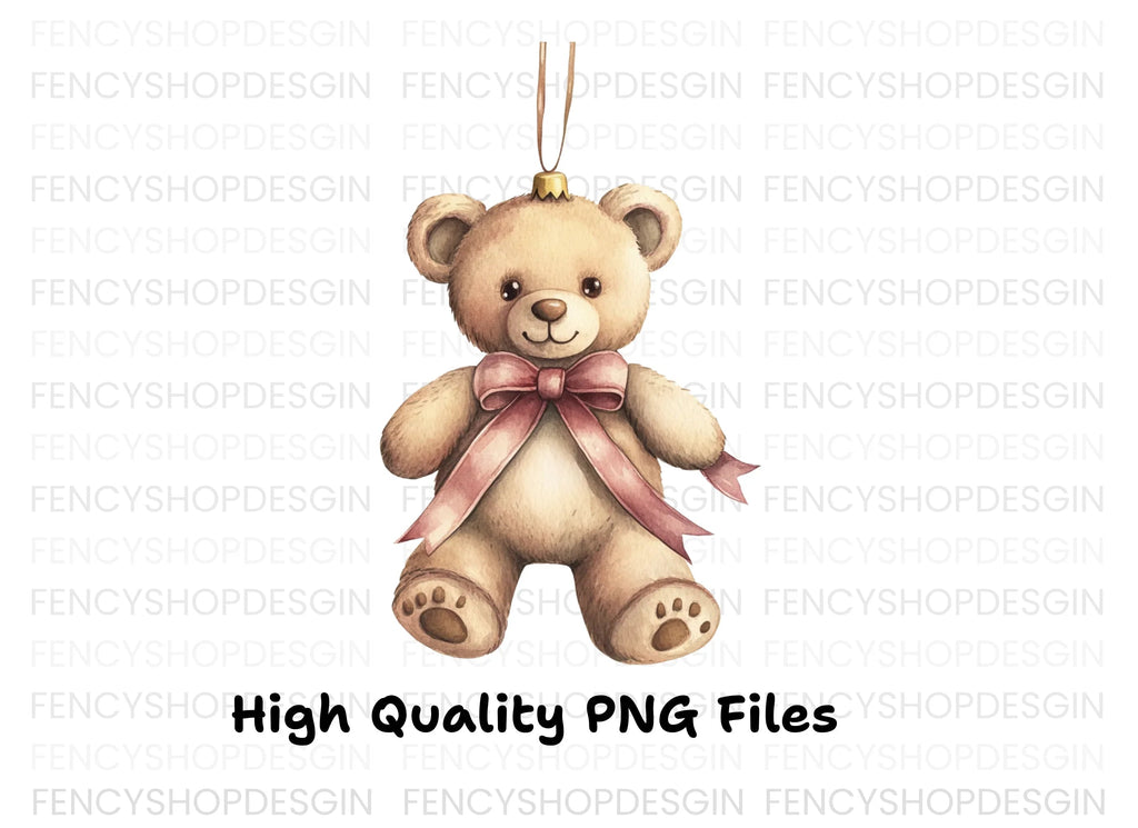 Festive Teddy Bear Ornament Clipart Bundle