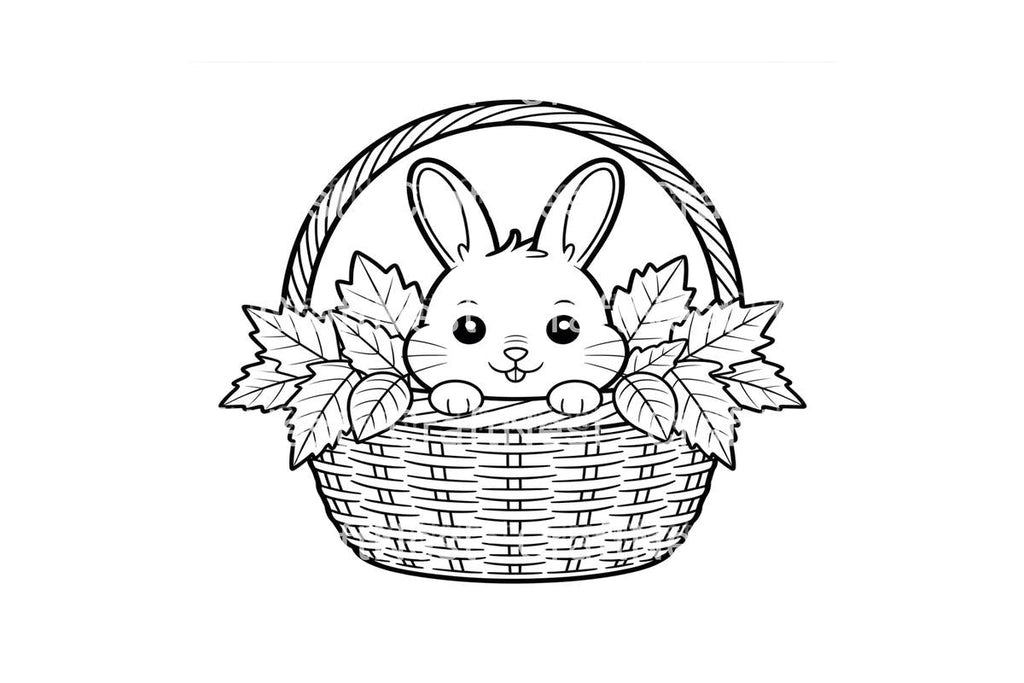 Cute Bunny in Basket Coloring Books