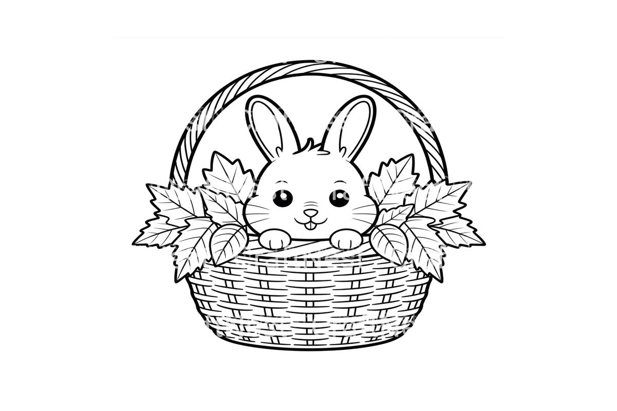 Cute Bunny in Basket Coloring Books