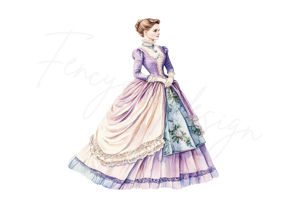 Regal Victorian Gown Clipart Bundle
