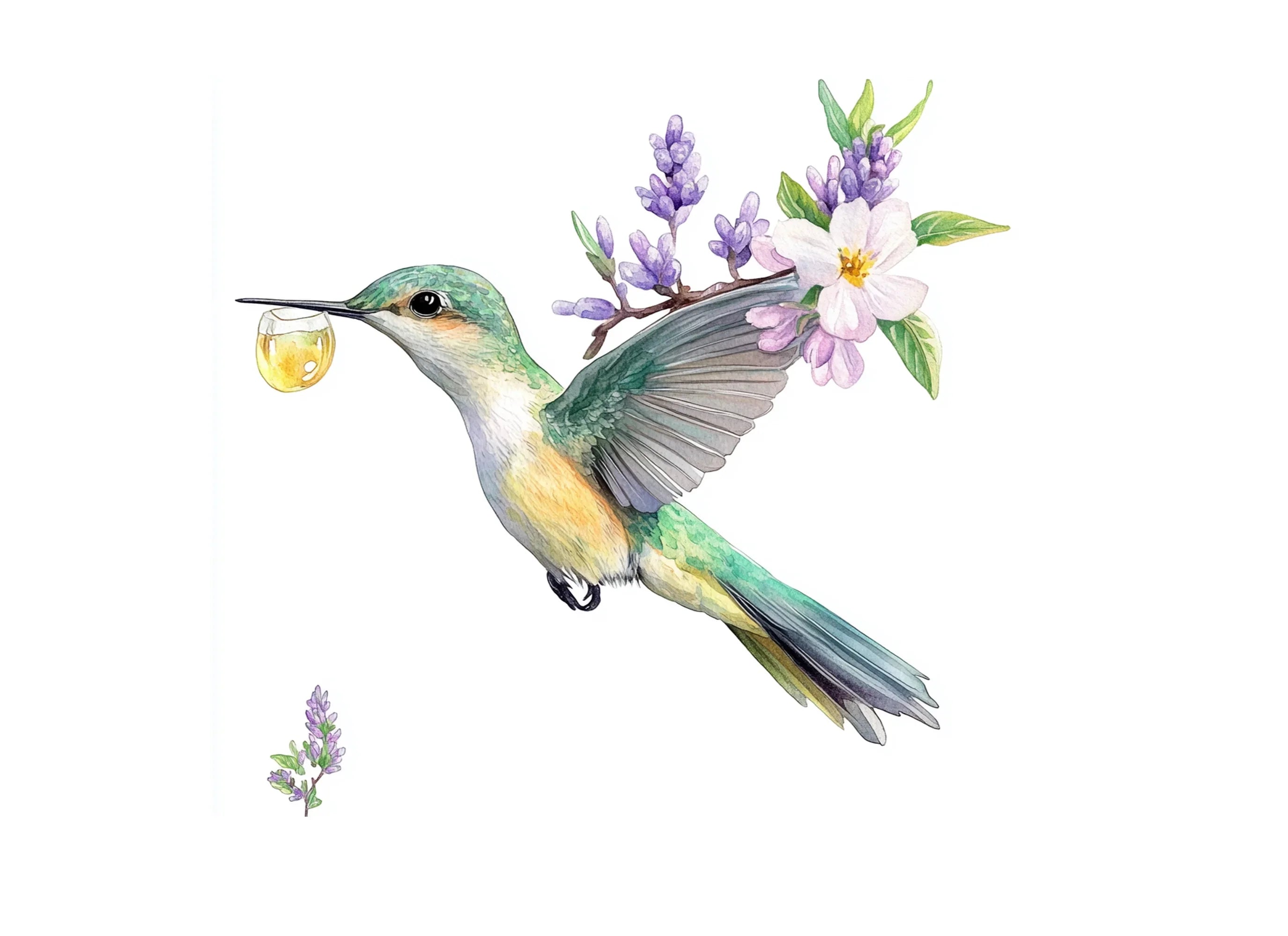 Hummingbird and Blossom Clipart Bundle