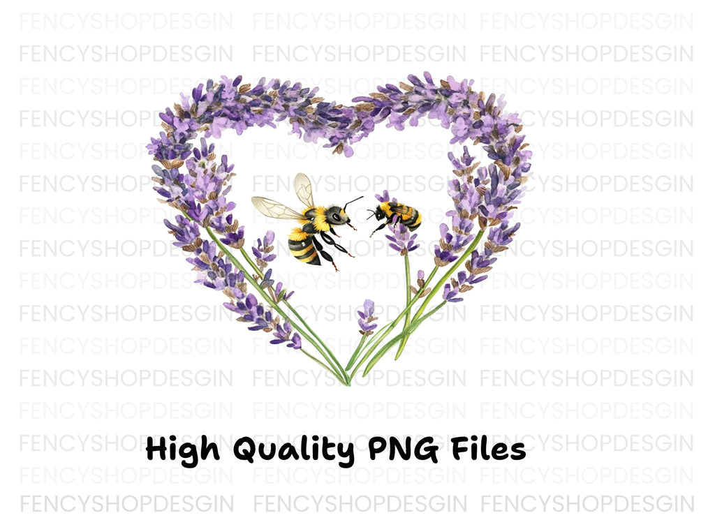 Lavender Heart with Bee Clipart Bundle