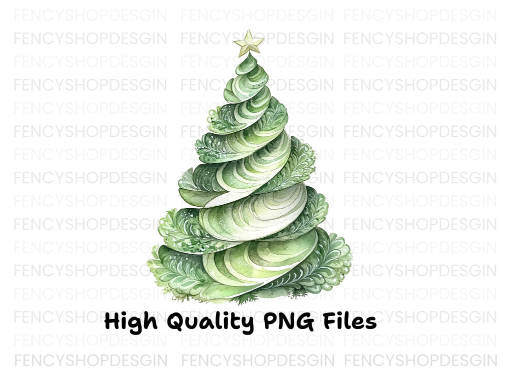 Elegant Spiral Christmas Tree Clipart Bundle