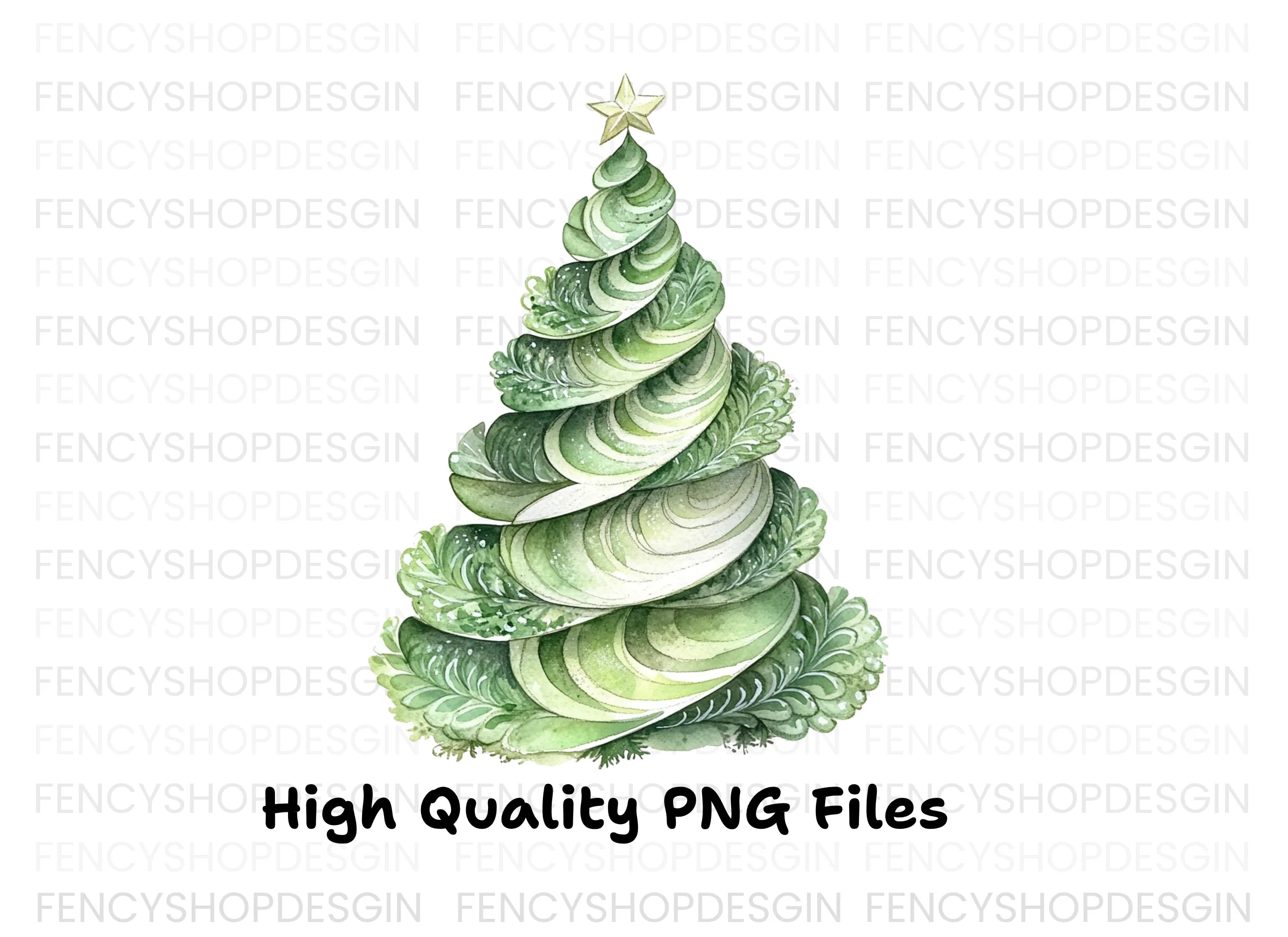 Elegant Spiral Christmas Tree Clipart Bundle