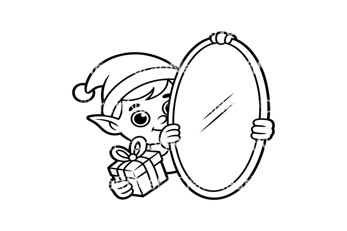Cute Elf with Mirrors Coloring Books
