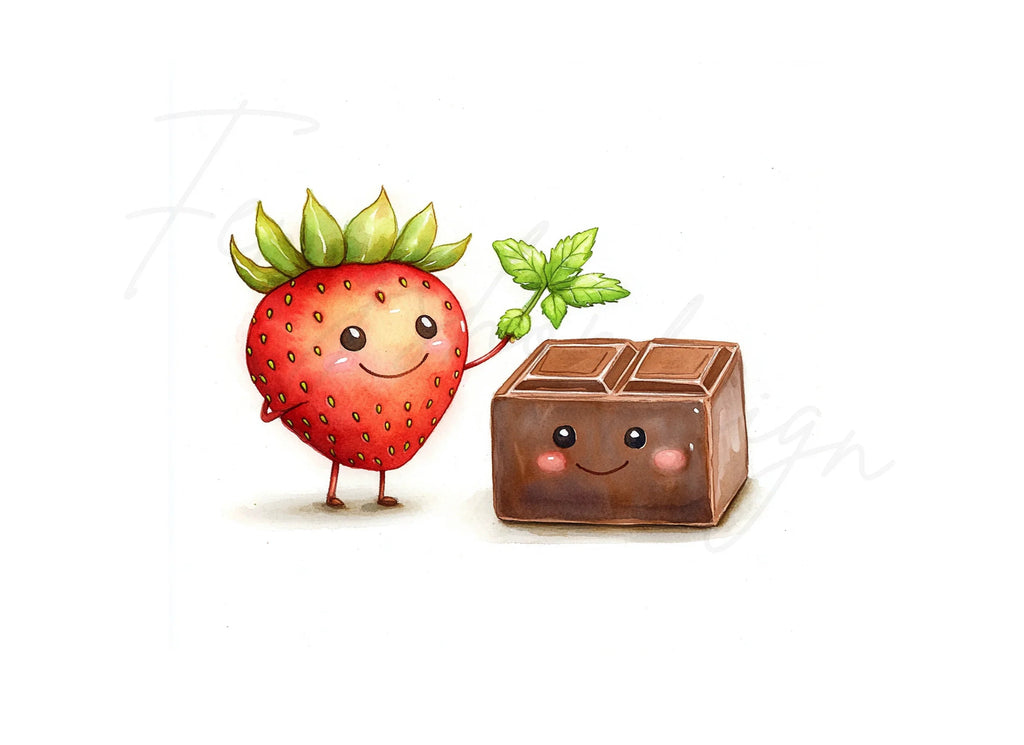 Cute Strawberry and Chocolate Friends Clipart Bundle