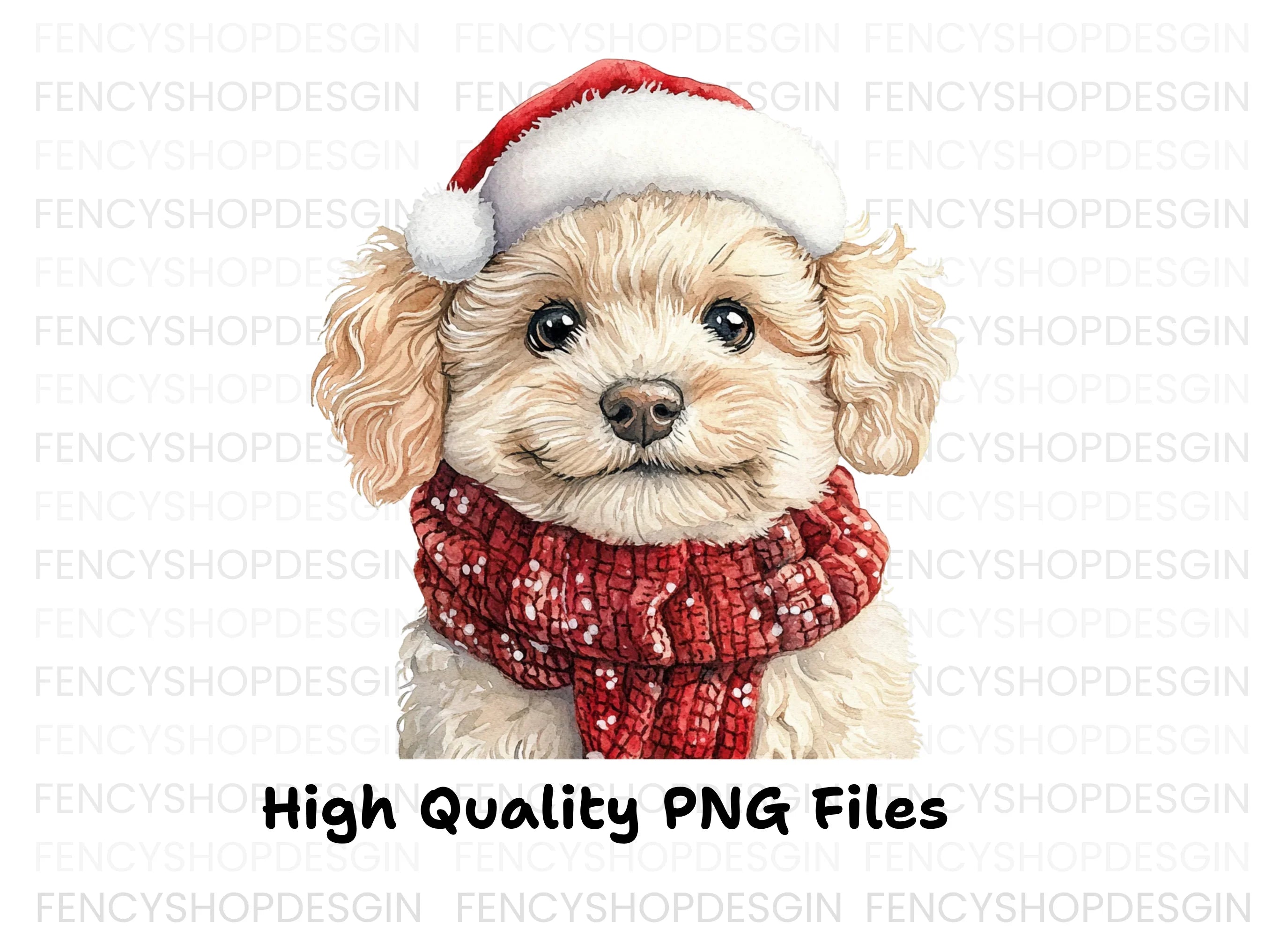 Christmas Puppies in Santa Hats Clipart Bundle