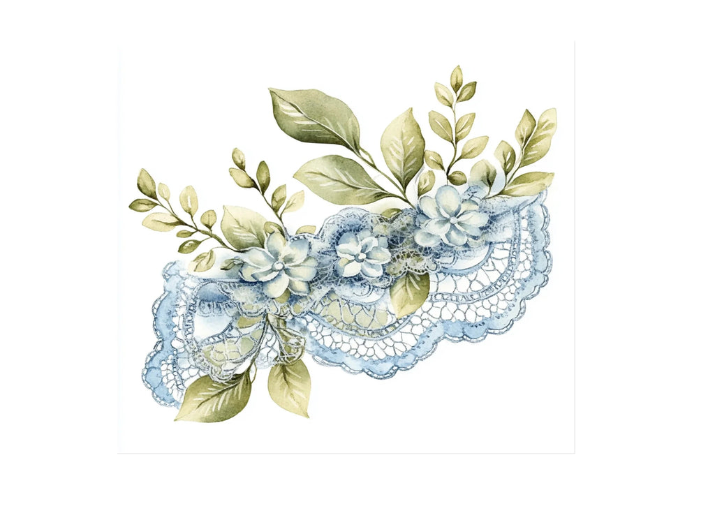 Green Leaves and Blue Lace Clipart Bundle