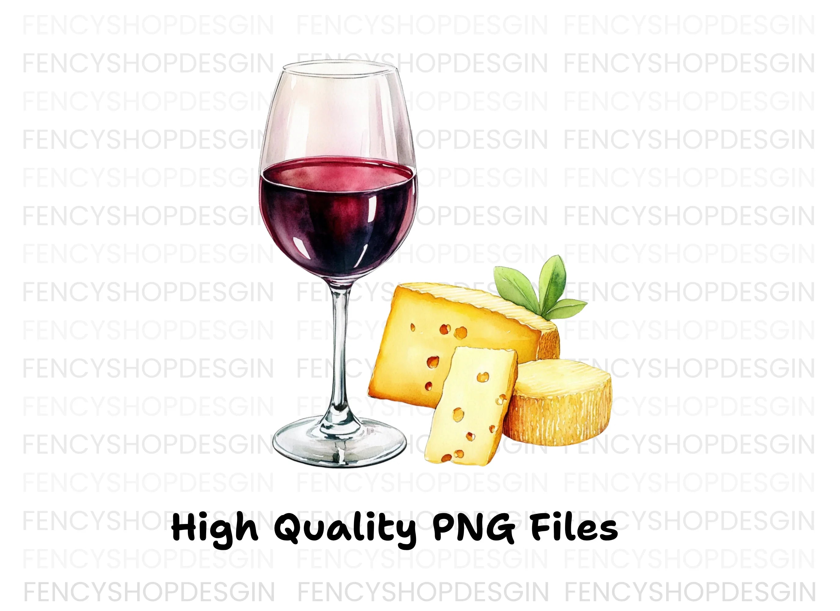Red Wine and Cheese Delights Clipart Bundle