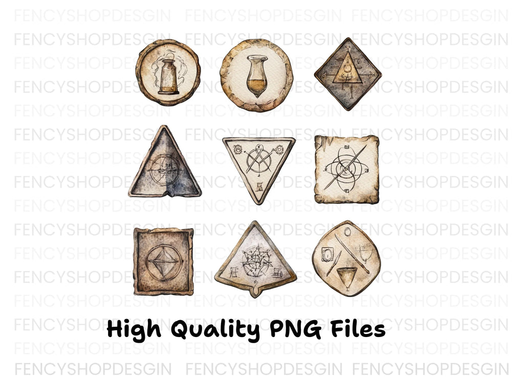 Mystical Alchemical Symbols Clipart Bundle