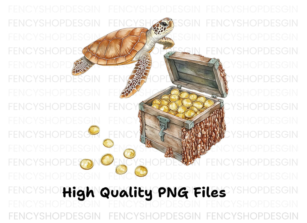 Treasure Chest and Turtle Clipart Bundle