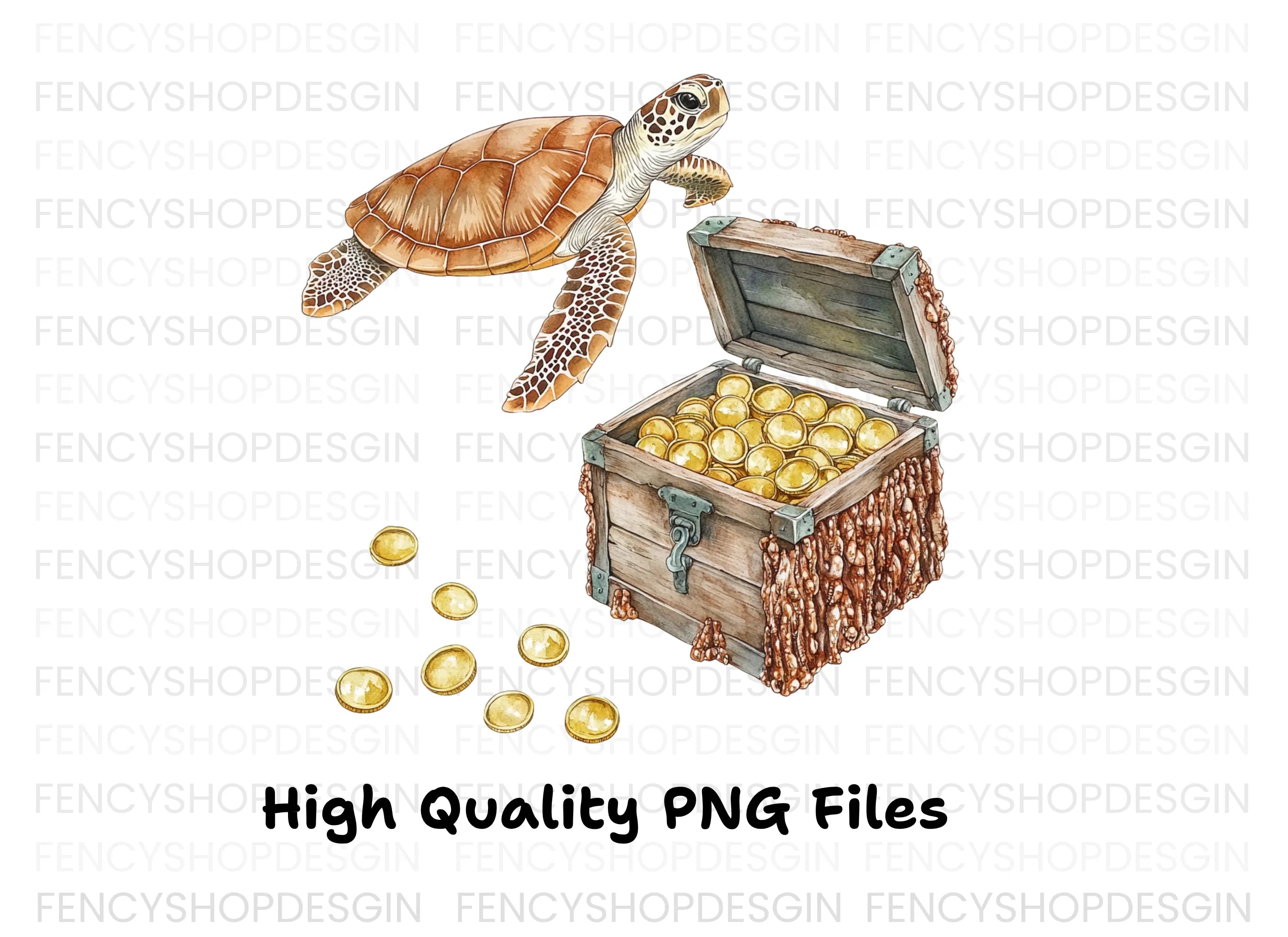 Treasure Chest and Turtle Clipart Bundle