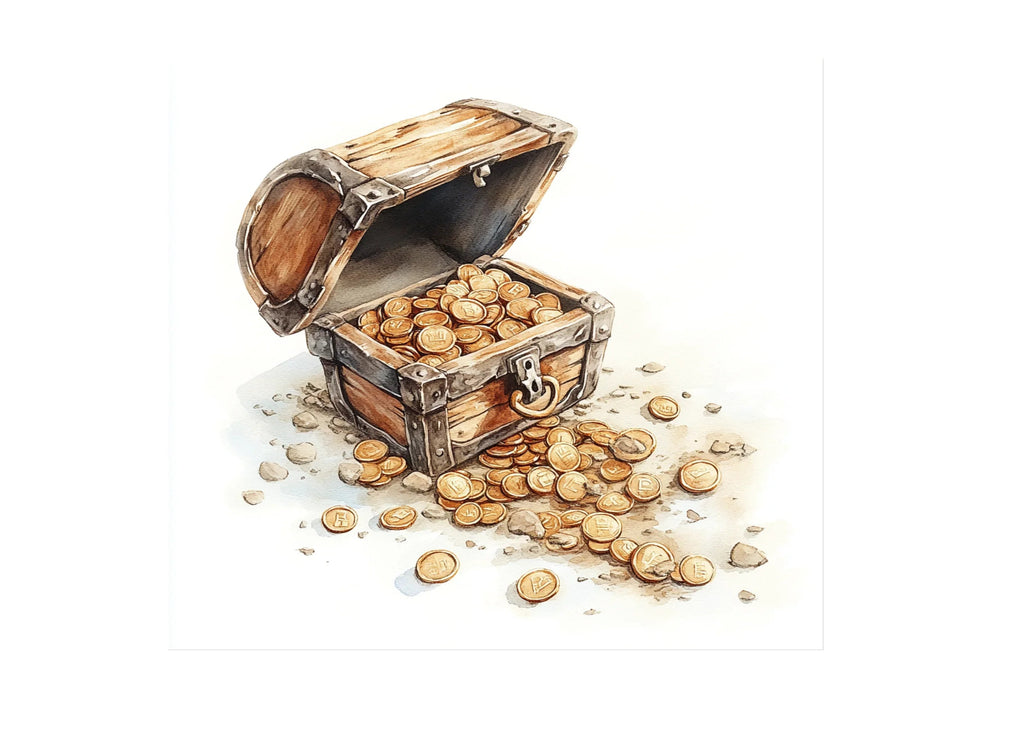 Wooden Treasure Chests with Gold Clipart Bundle