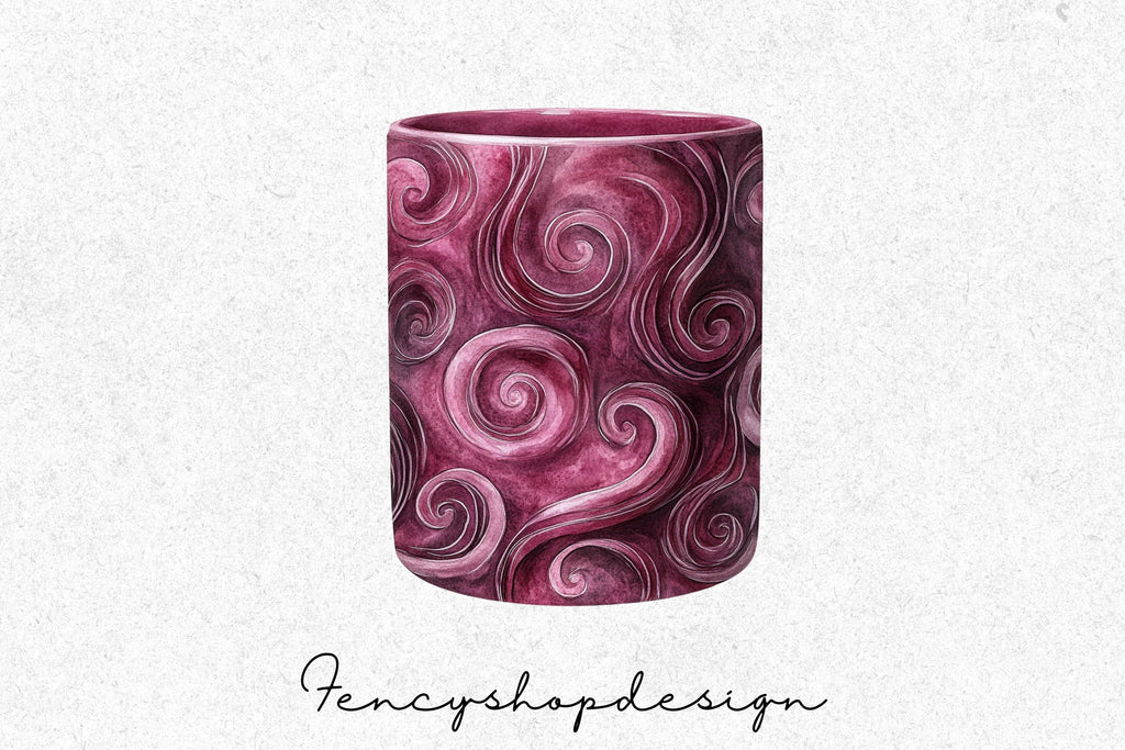 Red Marble Swirl Textured Mugs Clipart Bundle