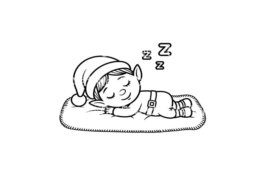 Sleeping Christmas Elf Coloring Books