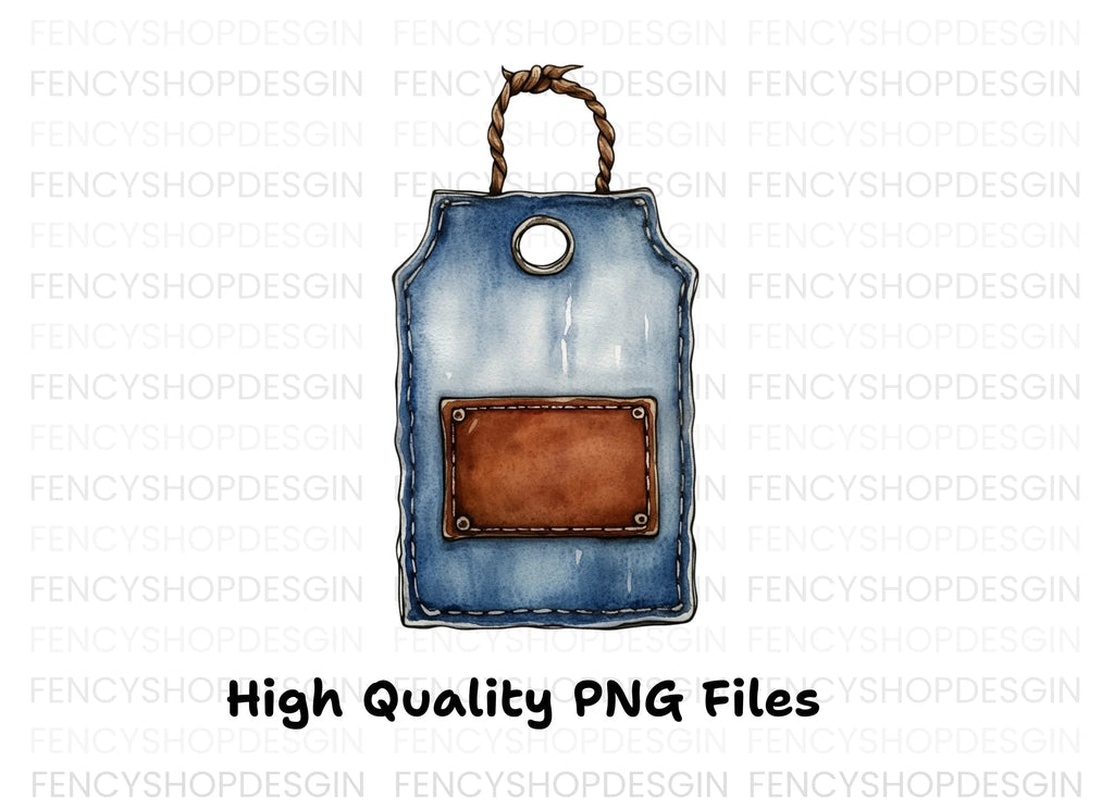 Denim Leather Tags Clipart Bundle