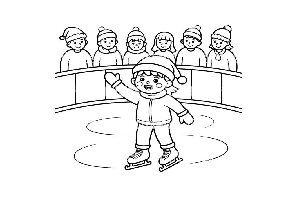 Kids Ice Skating Winter Coloring Books