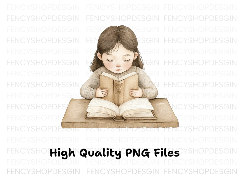 Girl Studying at Desk Clipart Bundle
