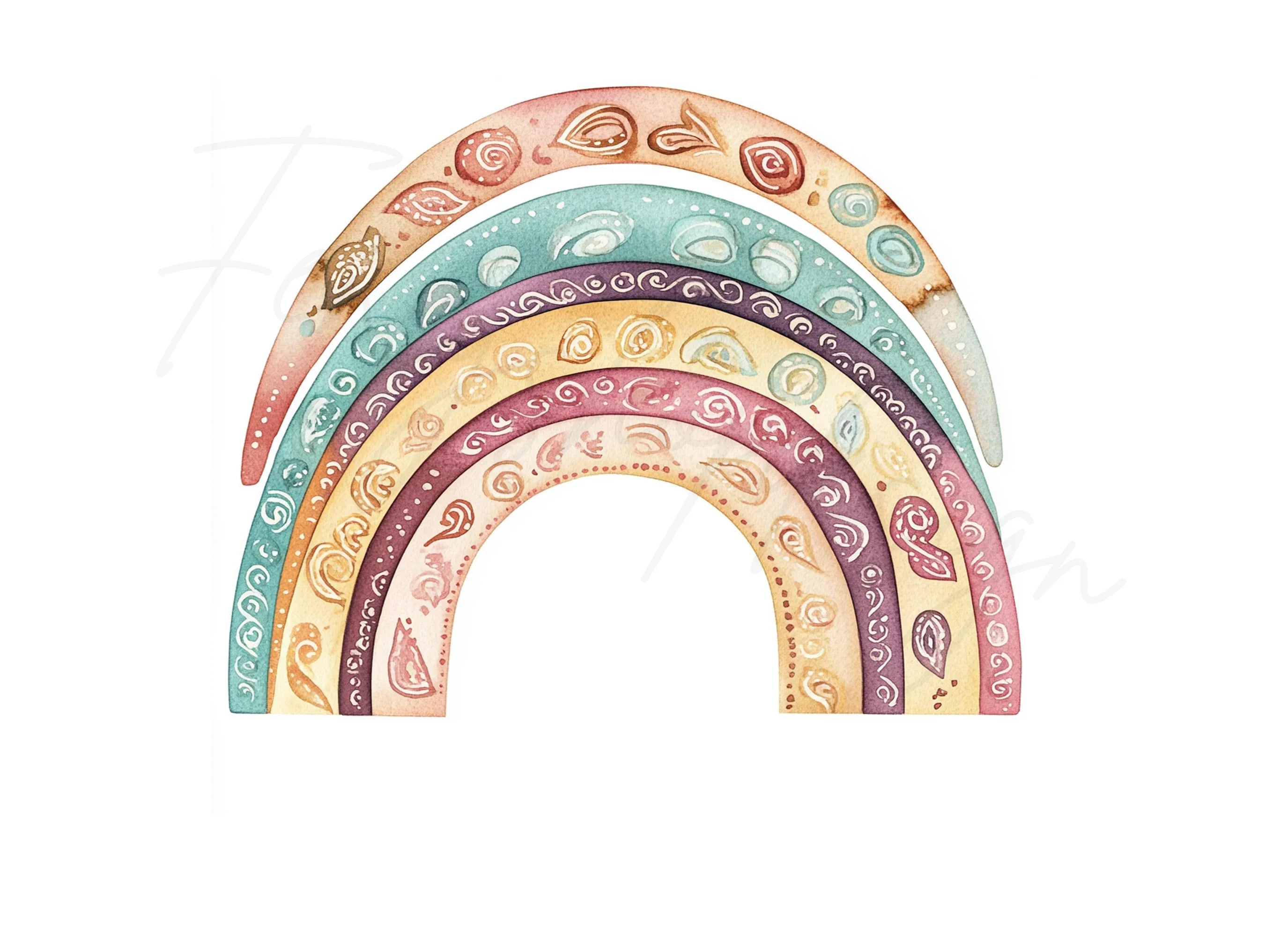 Boho Rainbow Clipart Bundle