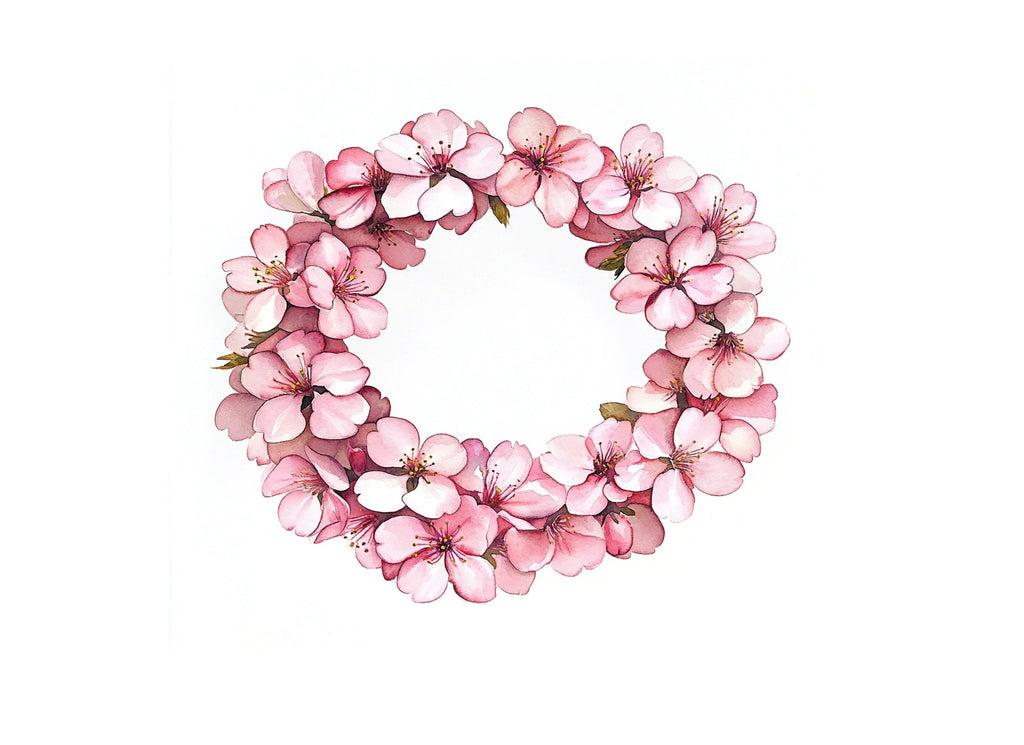 Pink Cherry Blossom Wreath Clipart Bundle