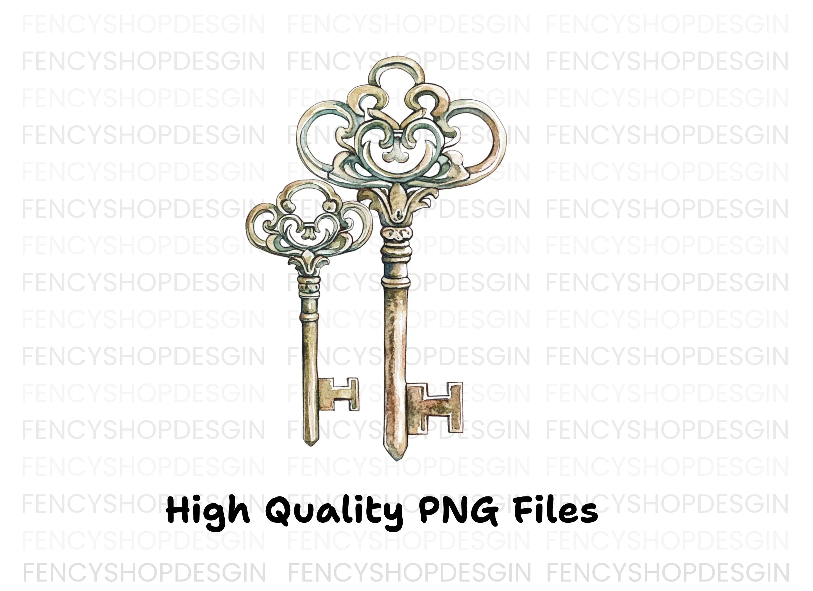 Vintage Skeleton Keys Clipart Bundle