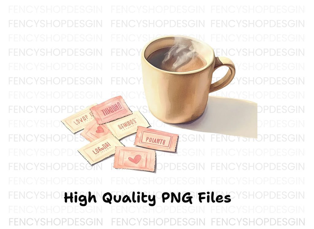 Coffee Mugs Love Notes Clipart Bundle