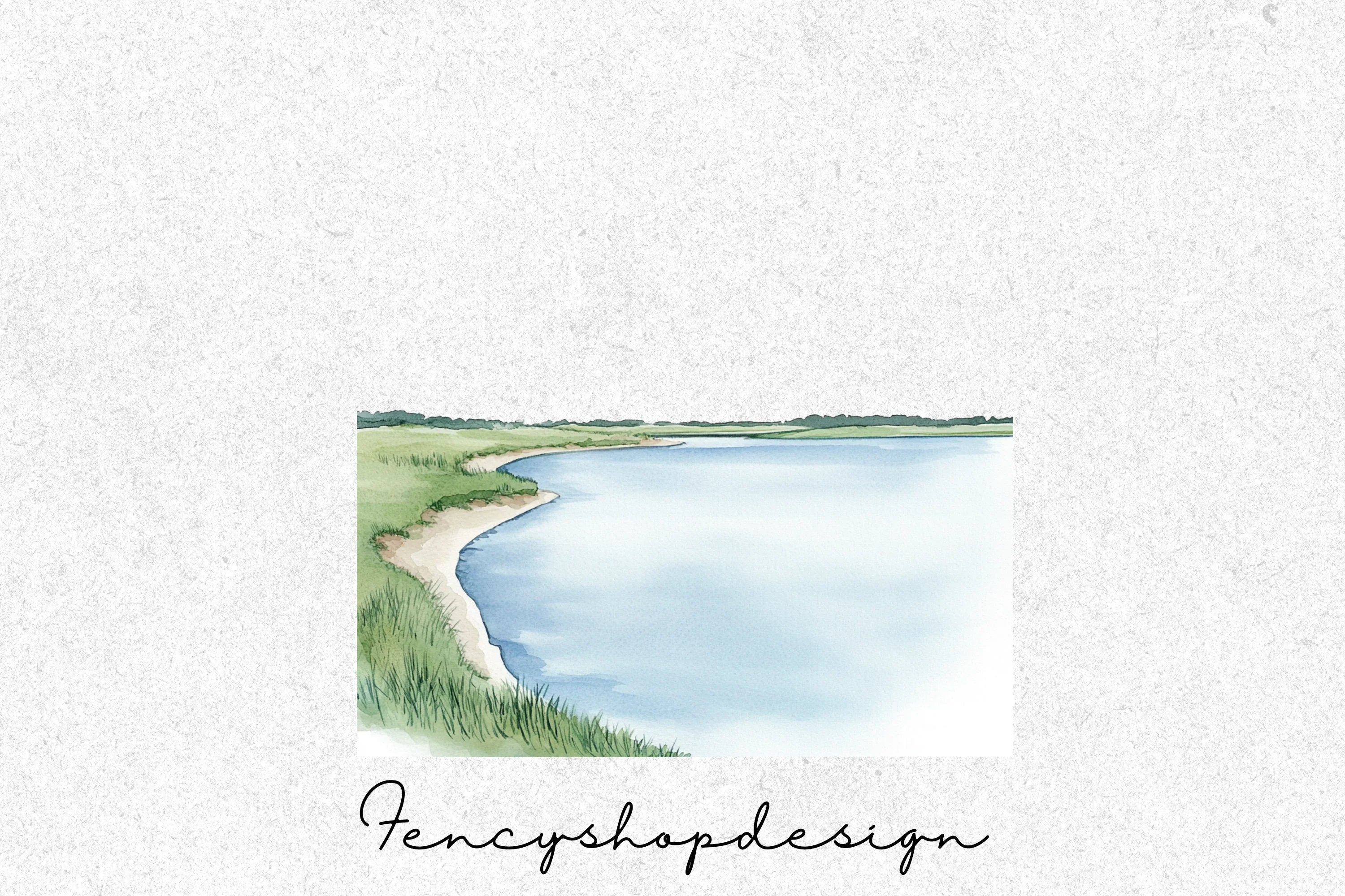 Serene Lake Landscape Clipart Bundle