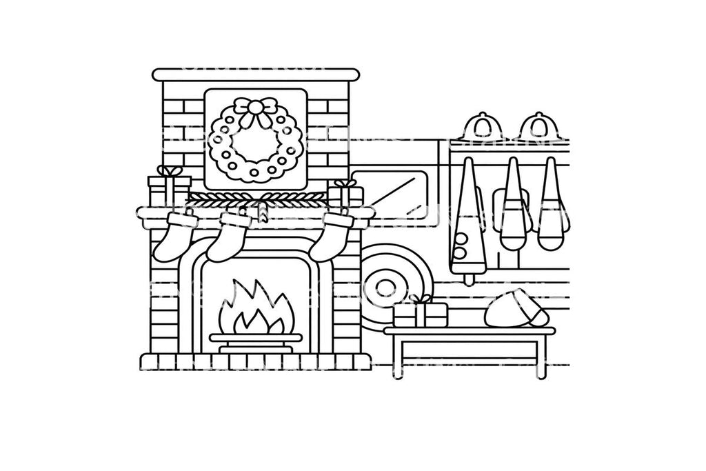 Cozy Christmas Fireplace Coloring Books