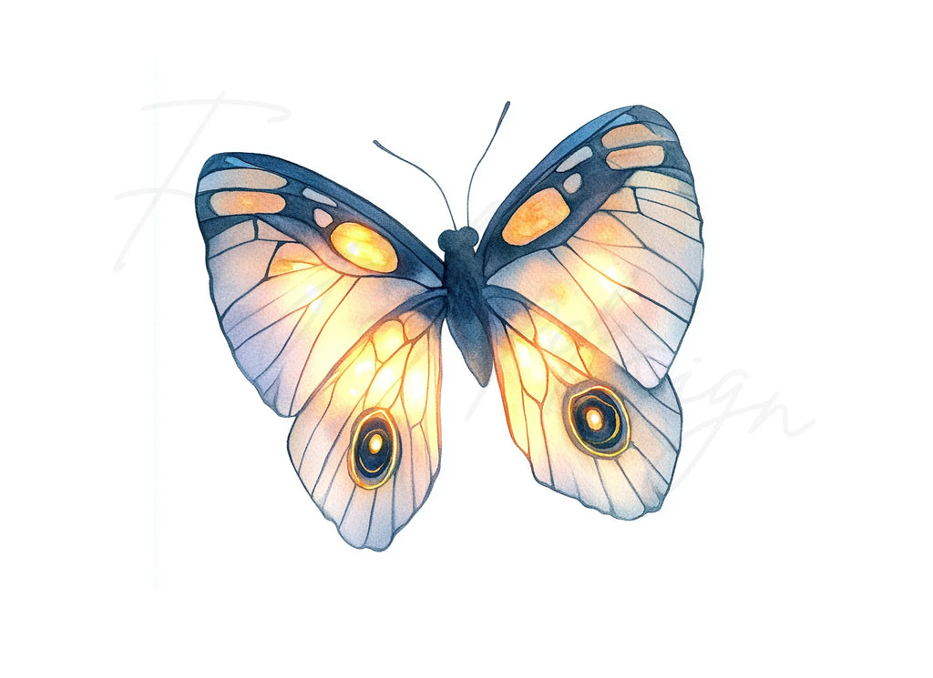 Glowing Fantasy Butterfly Clipart Bundle