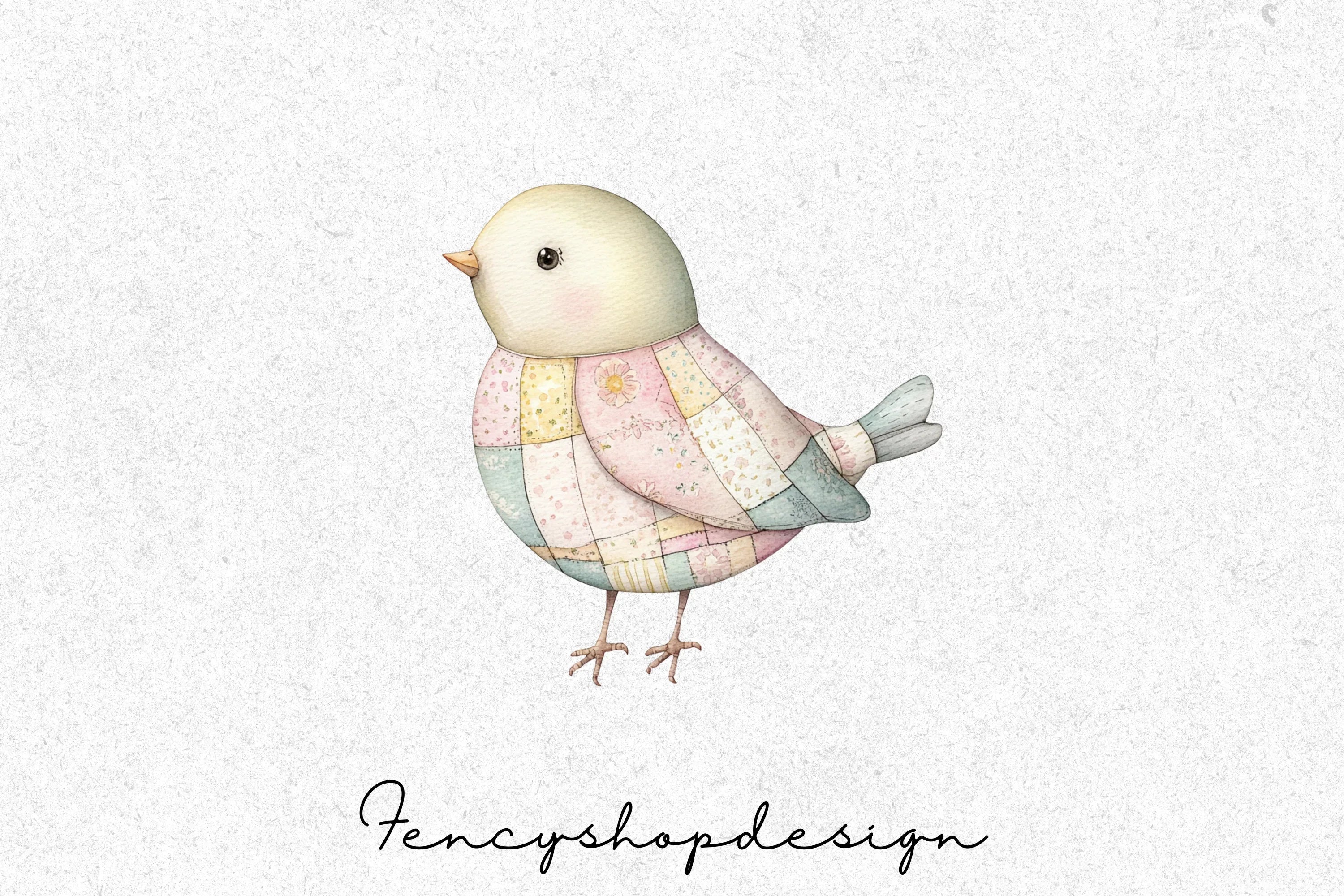 Patchwork Birds Clipart Bundle