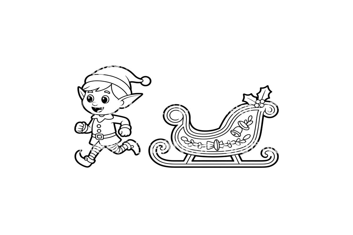 Christmas Elf Sleigh Fun Coloring Books