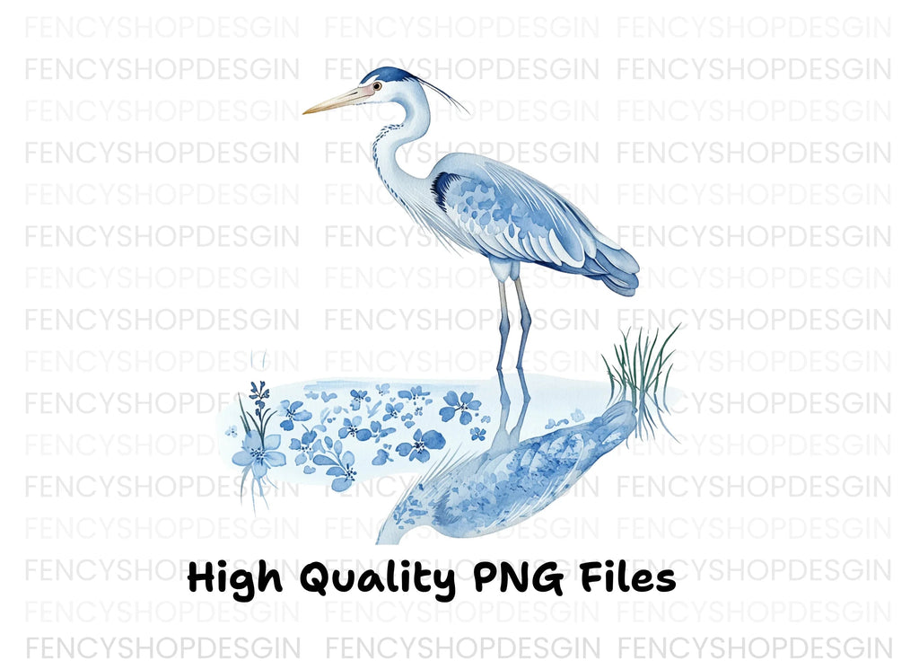 Elegant Blue Heron Clipart Bundle