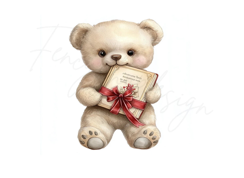 Cute Teddy Bear with Book Clipart Bundle